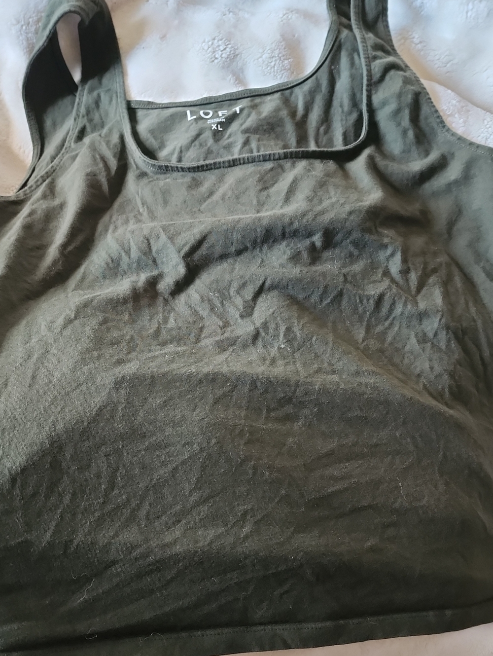 LOFT Olive Scoop Neck Tank Top